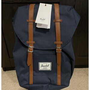 Herschel Supply Co. RETREAT Backpack Navy Blue/ pin stripe red interior.
